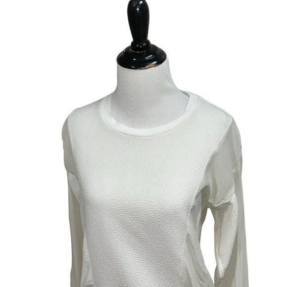 Rebecca Taylor Women's Size 2 Blouse Top Long Sleeve Semi Sheer Textured White - Picture 2 of 6